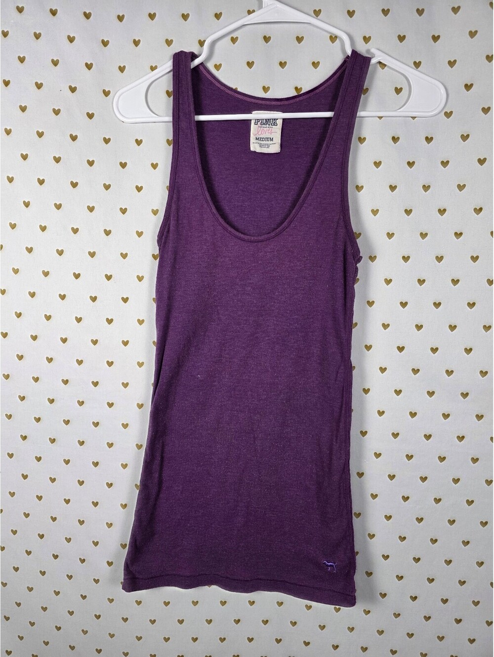 Victorias Secret PINK Vintage Purple Ribbed Y2k Tank Top Medium